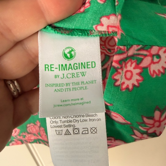 J. Crew Vibrant Green and Pink Floral Blouse - 2X - Picture 2 of 4